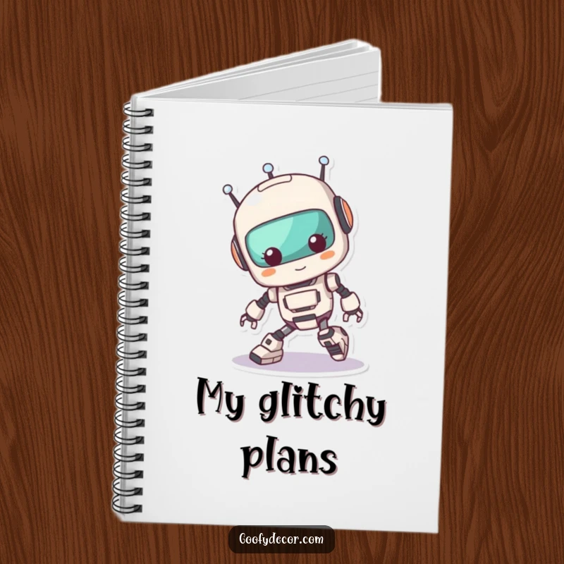 Funny Kawaii Robot Tripping Notebook: Cute notebook with a robot comically tripping over its feet, inspiring creativity and smiles. A practical funny gift.