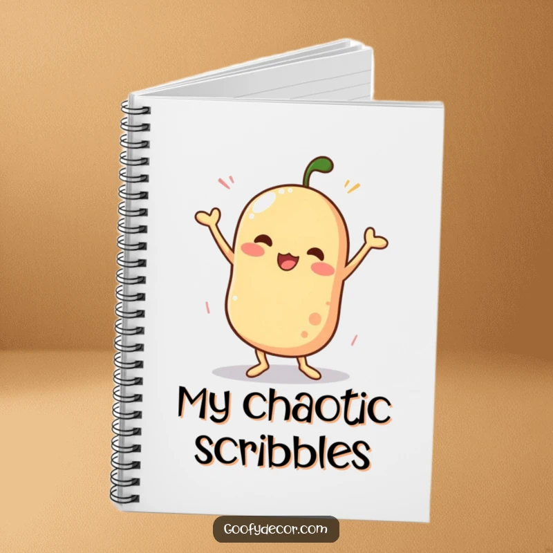 Funny notebook with a wobbly character doing a silly dance, inspiring users to jot down thoughts with energy and playful humor.