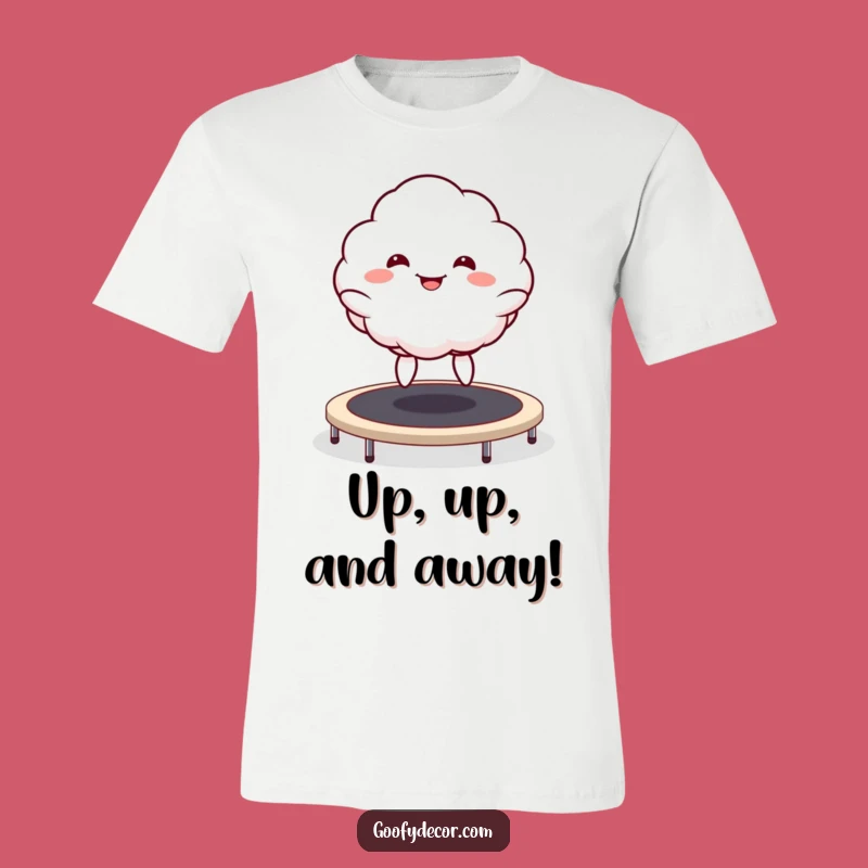 Funny Kawaii Cloud Trampoline T-Shirt: Goofy Grin Graphic Tee for Laughs