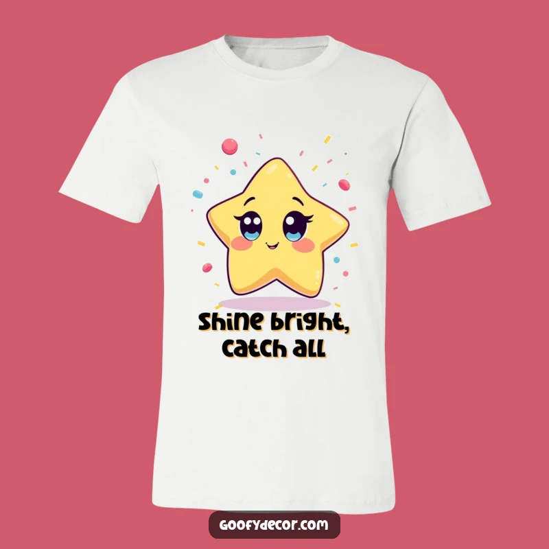 Funny Kawaii Star Confetti T-Shirt: Playful Star Graphic Tee for Fun