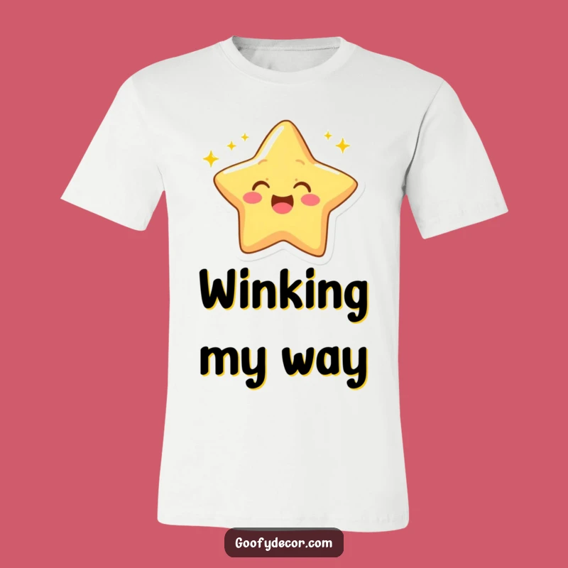 Funny Star T-Shirt: Cheerful Winker with Twinkling Rays Design