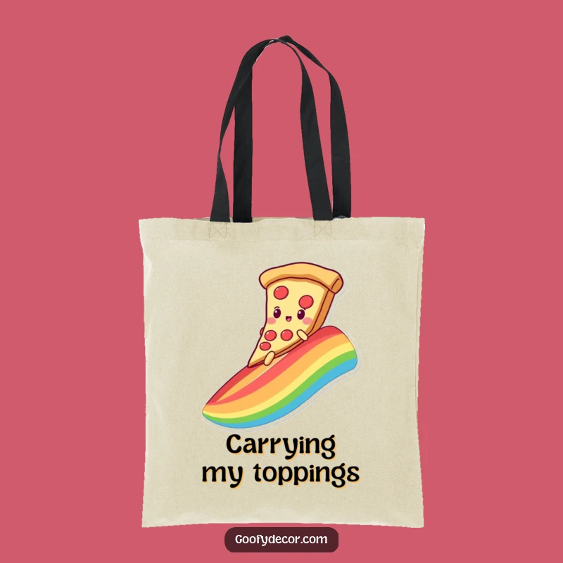 Funny Kawaii Pizza Tote Bag: Rainbow Slide Style Accessory