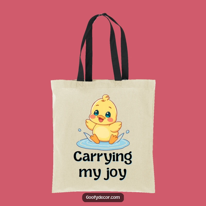 Funny Cheerful Duckling Puddle Tote Bag: Carry Your Happiness Everywhere